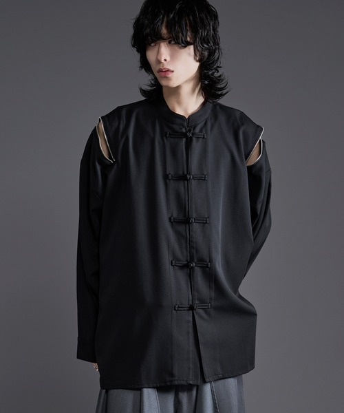 Ellno Loset(エルノロゼット)の「ショルダージップチャイナシャツ(シャツ/ブラウス・メンズ・オフホワイト/ブラック・MEDIUM/SMALL/LARGE)」の14枚目の写真
