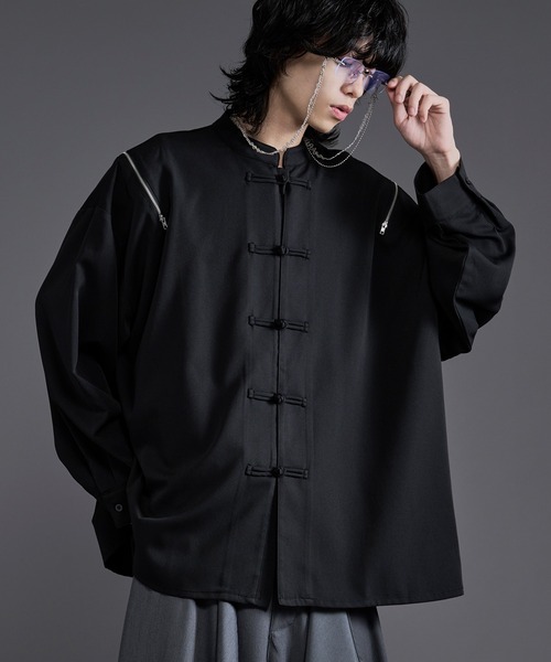 Ellno Loset(エルノロゼット)の「ショルダージップチャイナシャツ(シャツ/ブラウス・メンズ・オフホワイト/ブラック・MEDIUM/SMALL/LARGE)」の19枚目の写真