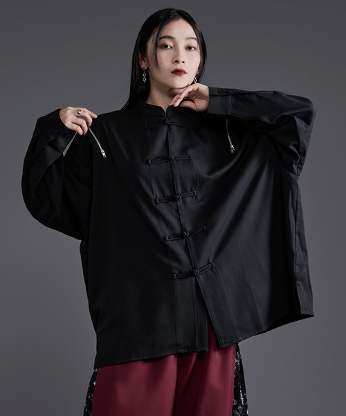 Ellno Loset(エルノロゼット)の「ショルダージップチャイナシャツ(シャツ/ブラウス・メンズ・オフホワイト/ブラック・MEDIUM/SMALL/LARGE)」の9枚目の写真