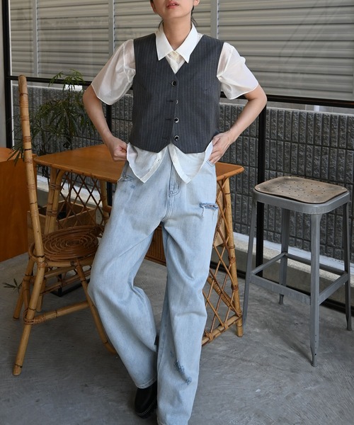 WILLFULLY(ウィルフリー)の「half sleeve sheer SH(シャツ/ブラウス・レディース・ベージュ系その他/チャコール・FREE)」の4枚目の写真