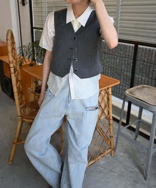 WILLFULLY(ウィルフリー)の「half sleeve sheer SH(シャツ/ブラウス・レディース・ベージュ系その他/チャコール・FREE)」の3枚目の写真