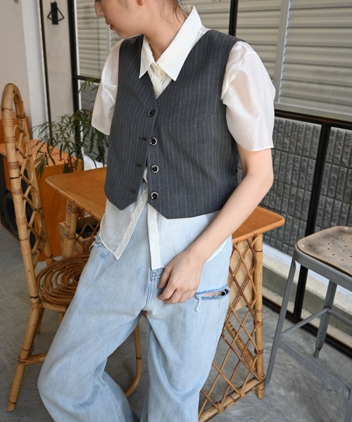 WILLFULLY(ウィルフリー)の「half sleeve sheer SH(シャツ/ブラウス・レディース・ベージュ系その他/チャコール・FREE)」の7枚目の写真
