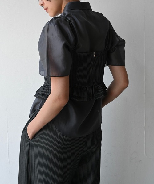 WILLFULLY(ウィルフリー)の「half sleeve sheer SH(シャツ/ブラウス・レディース・ベージュ系その他/チャコール・FREE)」の9枚目の写真