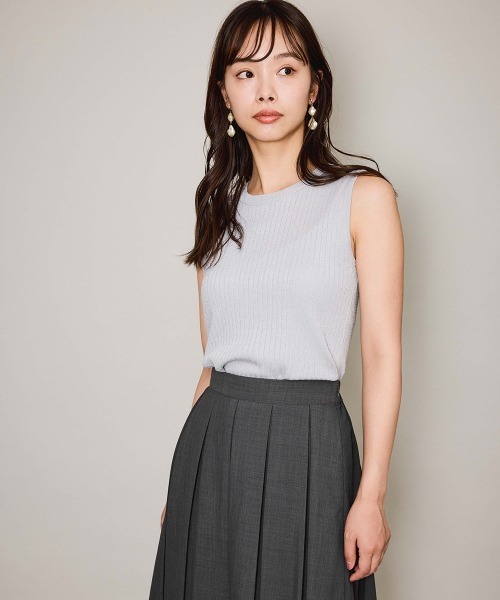 QUEENS COURT（クイーンズコート）の「ブライトワイドリブスリーブレスニット≪手洗い可能≫（ニット/セーター・レディース・ブラック/グリーン/ブラウン/ライトグレー・M）」の3枚目の写真