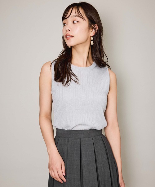 QUEENS COURT（クイーンズコート）の「ブライトワイドリブスリーブレスニット≪手洗い可能≫（ニット/セーター・レディース・ブラック/グリーン/ブラウン/ライトグレー・M）」の5枚目の写真