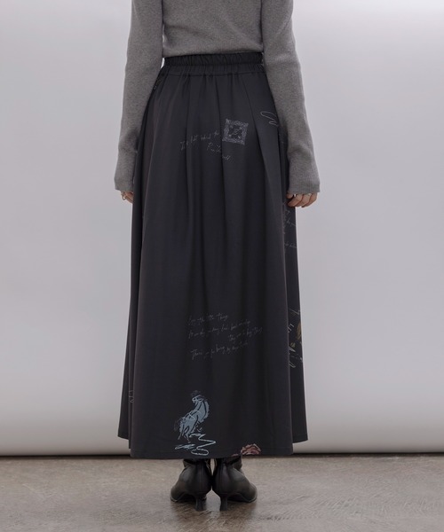 完売品 新品 Eimee Law テキストプリント プリーツスカート テキスト馬柄ptタックプリーツスカート（スカート）｜Eimee Law