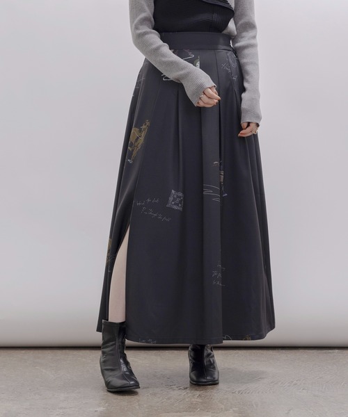 Eimee Law（エイミーロウ）の「テキスト馬柄ptタックプリーツスカート（スカート・レディース・ブラック/ライトベージュ・MEDIUM）」の21枚目の写真