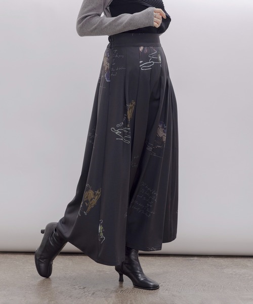 完売品 新品 Eimee Law テキストプリント プリーツスカート テキスト馬柄ptタックプリーツスカート（スカート）｜Eimee Law