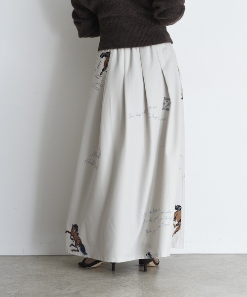 テキスト馬柄ptタックプリーツスカート Eimee Law│Eimee Law