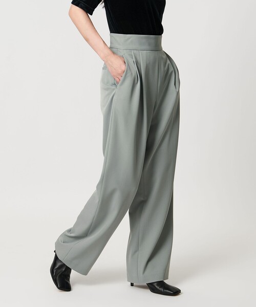 MARW UNITED ARROWS(マルゥ ユナイテッドアローズ)の「<MARW UNITED ARROWS>ハイウエスト タックパンツ(スラックス・レディース・ブラック/ライトグレー・38/36)」の4枚目の写真