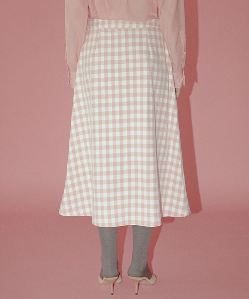 LE CIEL BLEU(ルシェルブルー)の「ギンガムプリントボンディドスカート / Gingham-Print Bonded Skirt(スカート・レディース・ピンク・38/36/34)」の6枚目の写真
