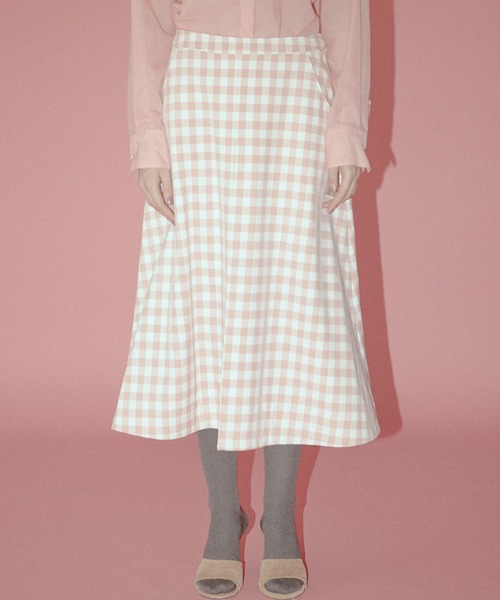 LE CIEL BLEU(ルシェルブルー)の「ギンガムプリントボンディドスカート / Gingham-Print Bonded Skirt(スカート・レディース・ピンク・38/36/34)」の5枚目の写真
