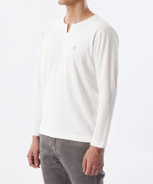 EPOCA UOMO(エポカウォモ)の「*Safari11月号掲載*ベロアジャージーキーネックカットソー(Tシャツ/カットソー・メンズ・ホワイト/ブラック・46/48)」の10枚目の写真