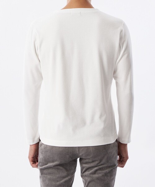 EPOCA UOMO(エポカウォモ)の「*Safari11月号掲載*ベロアジャージーキーネックカットソー(Tシャツ/カットソー・メンズ・ホワイト/ブラック・46/48)」の3枚目の写真