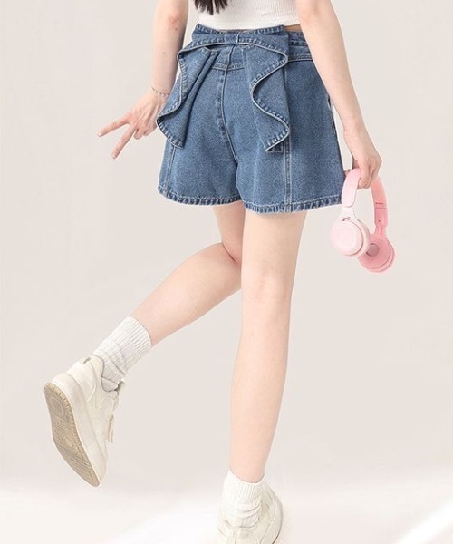 yuue' ( wear )（ユーイ）の「バックリボンデニムショートパンツ（デニムパンツ・レディース・ブルー・M/S/L）」の7枚目の写真