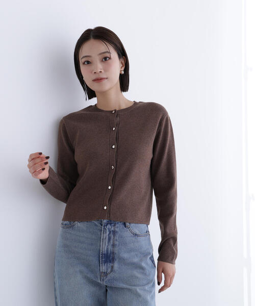 NATURAL BEAUTY BASIC(ナチュラルビューティーベーシック)の「◇ベーシックラメカーディガン(カーディガン/ボレロ・レディース・ブラウン/ピンク/グレー/オフホワイト・FREE)」の10枚目の写真