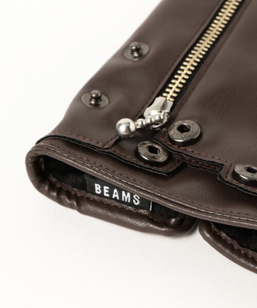 BEAMS(ビームス)の「ダブル ライダース グローブ(手袋・メンズ・ブラック/ブラウン・ONE SIZE)」の4枚目の写真