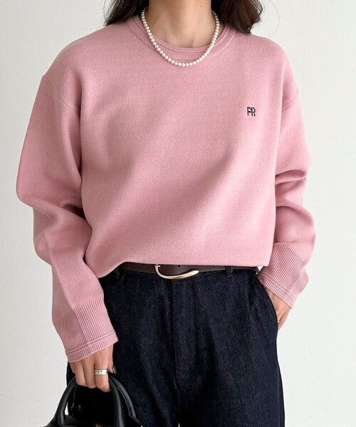 fredy emue（フレディエミュ）の「FR刺繍スウェットニットプルオーバー（ニット/セーター・レディース・オフホワイト/グレー/ミント/ネイビー/ピンク・38）」の5枚目の写真