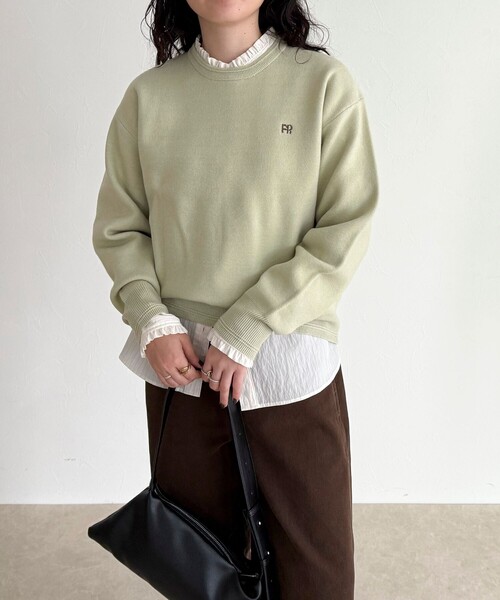 フレディエミュ（fredy emue）/FR刺繍スウェットニットプルオーバー セール】FR刺繍スウェットニットプルオーバー（ニット/セーター