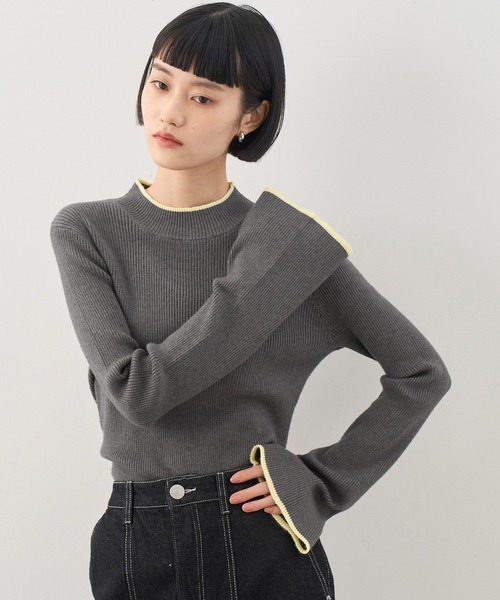 NOGLE(ノグル)の「【NOGLE/ノグル】ミニハイネックフレアリブニット(ニット/セーター・レディース・ベージュ/イエロー/レッド/ブラック/ブラウン系/オリーブ/グレー/アイボリー系/グレー系/ボルドー・FREE)」の3枚目の写真