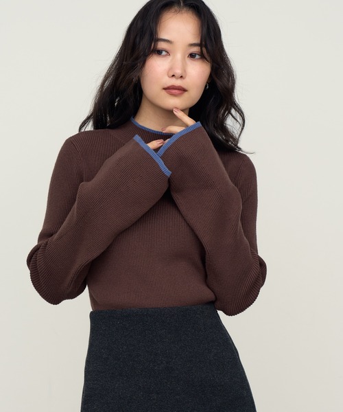 NOGLE(ノグル)の「【NOGLE/ノグル】ミニハイネックフレアリブニット(ニット/セーター・レディース・ベージュ/イエロー/レッド/ブラック/ブラウン系/オリーブ/グレー/アイボリー系/グレー系/ボルドー・FREE)」の11枚目の写真