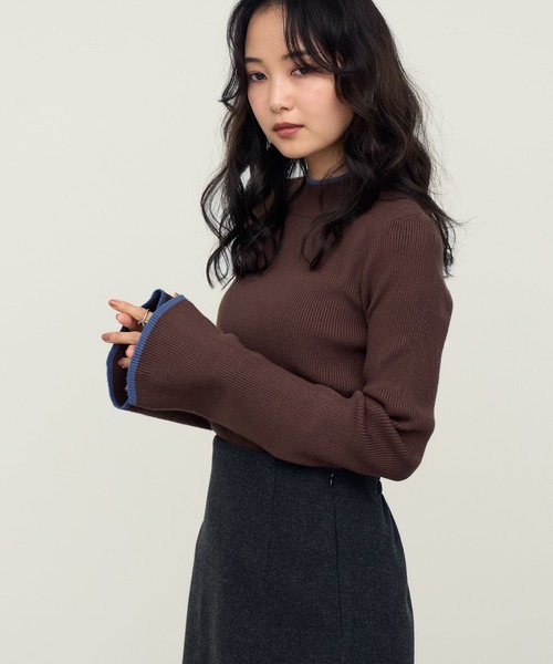 NOGLE(ノグル)の「【NOGLE/ノグル】ミニハイネックフレアリブニット(ニット/セーター・レディース・ベージュ/イエロー/レッド/ブラック/ブラウン系/オリーブ/グレー/アイボリー系/グレー系/ボルドー・FREE)」の16枚目の写真