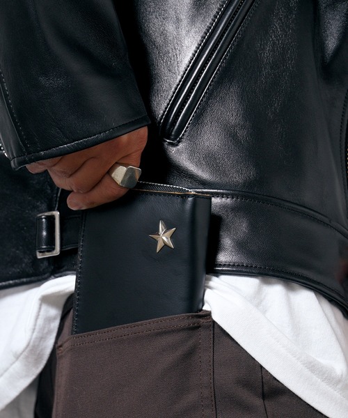 Schott(ショット)の「Schott/ショット ONE STAR ZIP WALLET 財布(財布・メンズ・ブラック・FREE)」の2枚目の写真