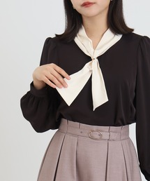 ASTORIA ODIER | パールチャームボウタイ配色ブラウス(シャツ/ブラウス)