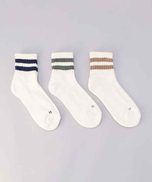 Healthknit(ヘルスニット)の「Healthknit (ヘルスニット)2ラインソックス【3足セット】(ソックス/靴下・メンズ・その他1・FREE)」の1枚目の写真