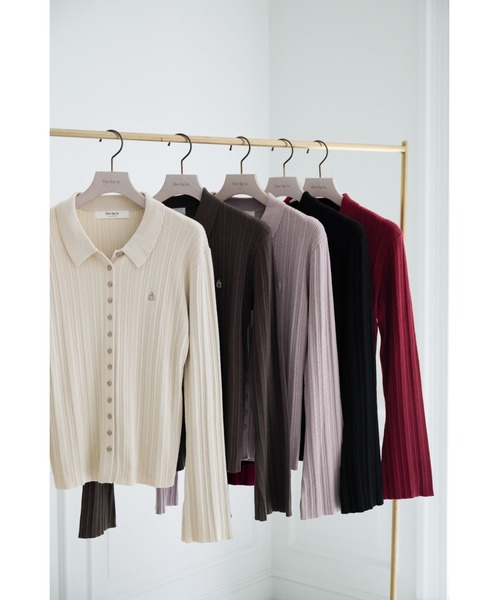 【ほぼ未使用】herlipto Trois Rib Knit Polo Top Trois Rib Knit Polo Top（ニット/セーター）｜Her lip to（ハー