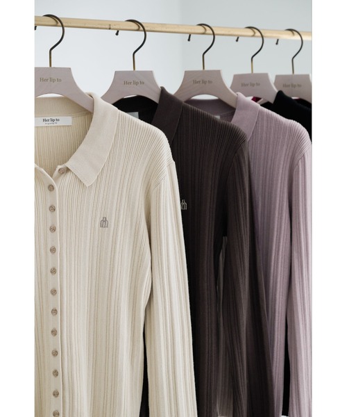 Trois Rib Knit Polo Top（ニット/セーター）｜Her lip to（ハーリップ