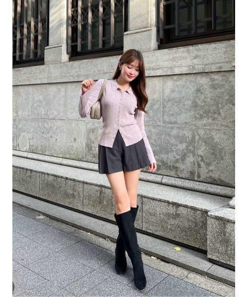 トップス Herlipto Trois Rib Knit Polo Top Trois Rib Knit Polo Top