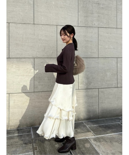 【ほぼ未使用】herlipto Trois Rib Knit Polo Top Trois Rib Knit Polo Top（ニット/セーター）｜Her lip to（ハー