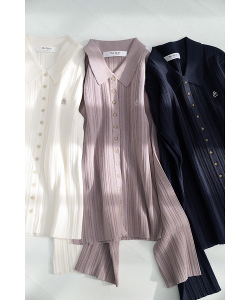Her lip to（ハーリップトゥー）の「Trois Rib Knit Polo Top（ニット/セーター・レディース・ブラック/ブラウン系/レッド系/ホワイト系/ローズ/ホワイト/ネイビー・FREE）」の12枚目の写真