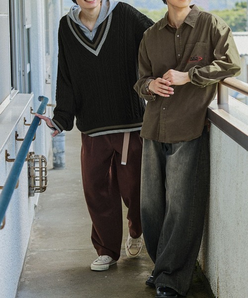 niko and...(ニコアンド)の「チルデンニットプルオーバー(ニット/セーター・メンズ・ブラック/アイボリー・MEDIUM/BIG(L))」の20枚目の写真