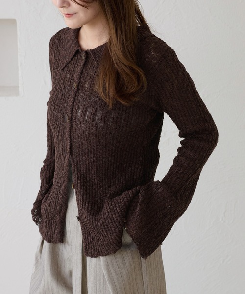 apres jour clair（アプレジュールクレア）の「【apres jour clair】スラブ調ポロニット（ニット/セーター・レディース・ベージュ/オレンジ系その他/アイボリー/ブラウン系その他・フリー/X-LARGE）」の3枚目の写真