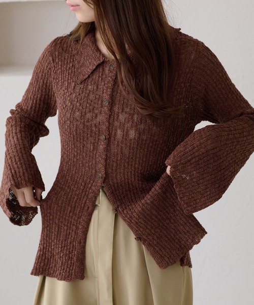 apres jour clair（アプレジュールクレア）の「【apres jour clair】スラブ調ポロニット（ニット/セーター・レディース・ベージュ/オレンジ系その他/アイボリー/ブラウン系その他・フリー/X-LARGE）」の4枚目の写真