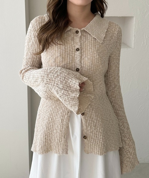 apres jour clair（アプレジュールクレア）の「【apres jour clair】スラブ調ポロニット（ニット/セーター・レディース・ベージュ/オレンジ系その他/アイボリー/ブラウン系その他・フリー/X-LARGE）」の5枚目の写真