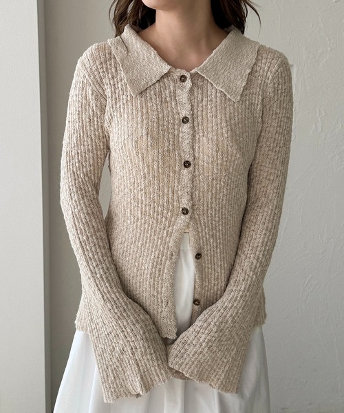 apres jour clair（アプレジュールクレア）の「【apres jour clair】スラブ調ポロニット（ニット/セーター・レディース・ベージュ/オレンジ系その他/アイボリー/ブラウン系その他・フリー/X-LARGE）」の6枚目の写真