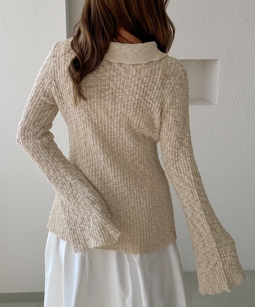 apres jour clair（アプレジュールクレア）の「【apres jour clair】スラブ調ポロニット（ニット/セーター・レディース・ベージュ/オレンジ系その他/アイボリー/ブラウン系その他・フリー/X-LARGE）」の8枚目の写真