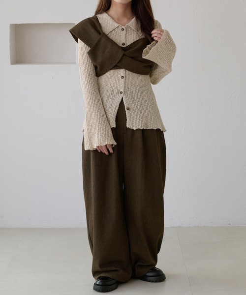 apres jour clair（アプレジュールクレア）の「【apres jour clair】スラブ調ポロニット（ニット/セーター・レディース・ベージュ/オレンジ系その他/アイボリー/ブラウン系その他・フリー/X-LARGE）」の12枚目の写真