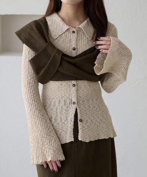 apres jour clair（アプレジュールクレア）の「【apres jour clair】スラブ調ポロニット（ニット/セーター・レディース・ベージュ/オレンジ系その他/アイボリー/ブラウン系その他・フリー/X-LARGE）」の13枚目の写真