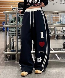 LOVE LOGO ワイドサイドラインスウェットパンツ