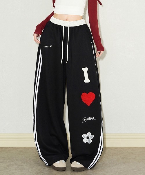LOVE LOGO ワイドサイドラインスウェットパンツ（スウェットパンツ