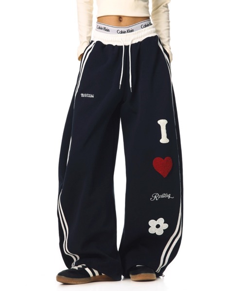 LOVE LOGO ワイドサイドラインスウェットパンツ（スウェットパンツ