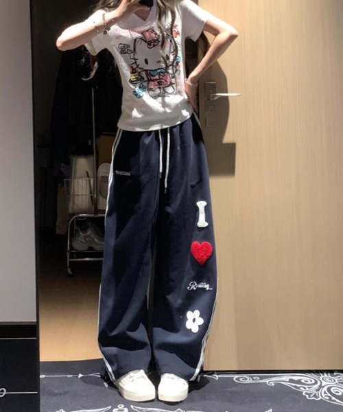 LOVE LOGO ワイドサイドラインスウェットパンツ（スウェットパンツ