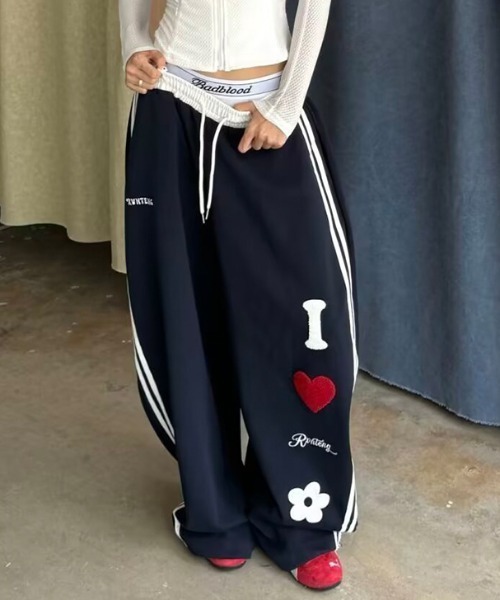 LOVE LOGO ワイドサイドラインスウェットパンツ（スウェットパンツ