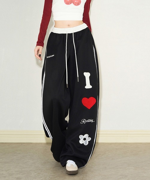 LOVE LOGO ワイドサイドラインスウェットパンツ（スウェットパンツ