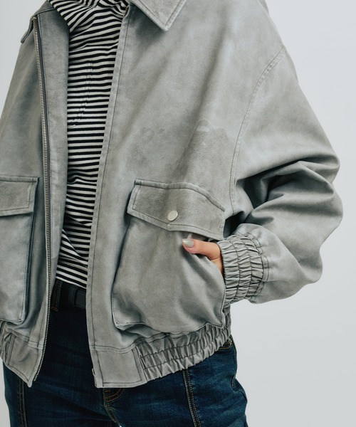 atmos pink（アトモスピンク）の「atmos pink Faux Leather Jacket / アトモス ピンク フォー レザー ジャケット（その他アウター・レディース・グレー/ブラック・FREE）」の6枚目の写真