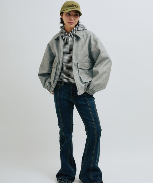 atmos pink（アトモスピンク）の「atmos pink Faux Leather Jacket / アトモス ピンク フォー レザー ジャケット（その他アウター・レディース・グレー/ブラック・FREE）」の10枚目の写真